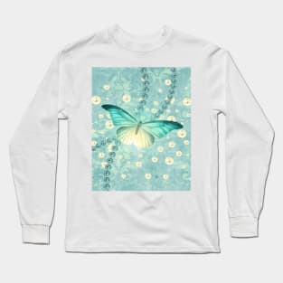 Seafoam Green Butterfly Long Sleeve T-Shirt